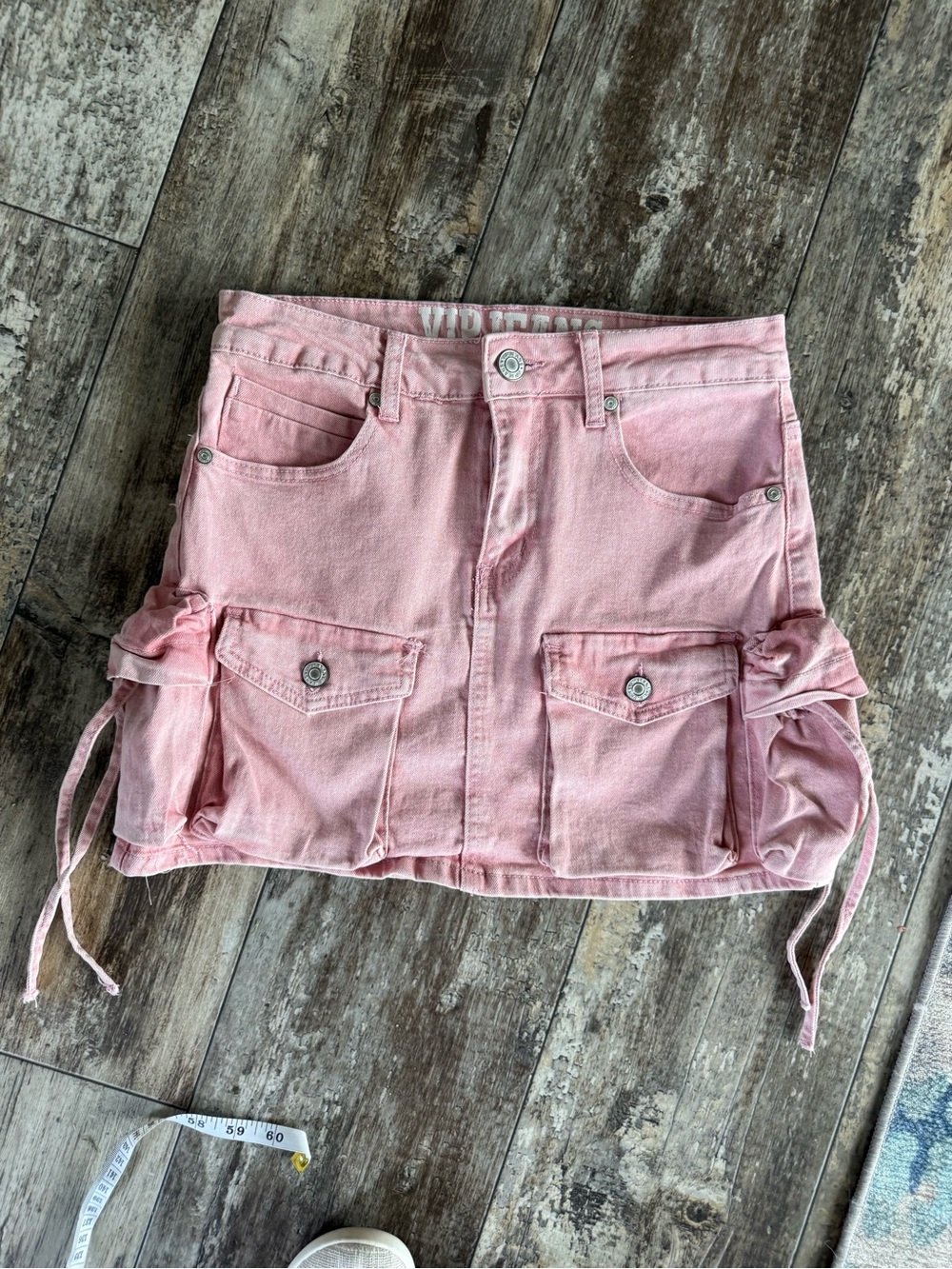 2 for $20 sale: VIP jeans pink denim mini skirt large cargo pockets - M